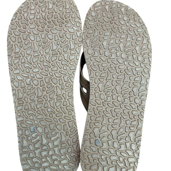 FLOJOS Comfort Slip On Flip Flops Sandals Faux Leather Strap Brown Size 13 - Picture 5 of 6